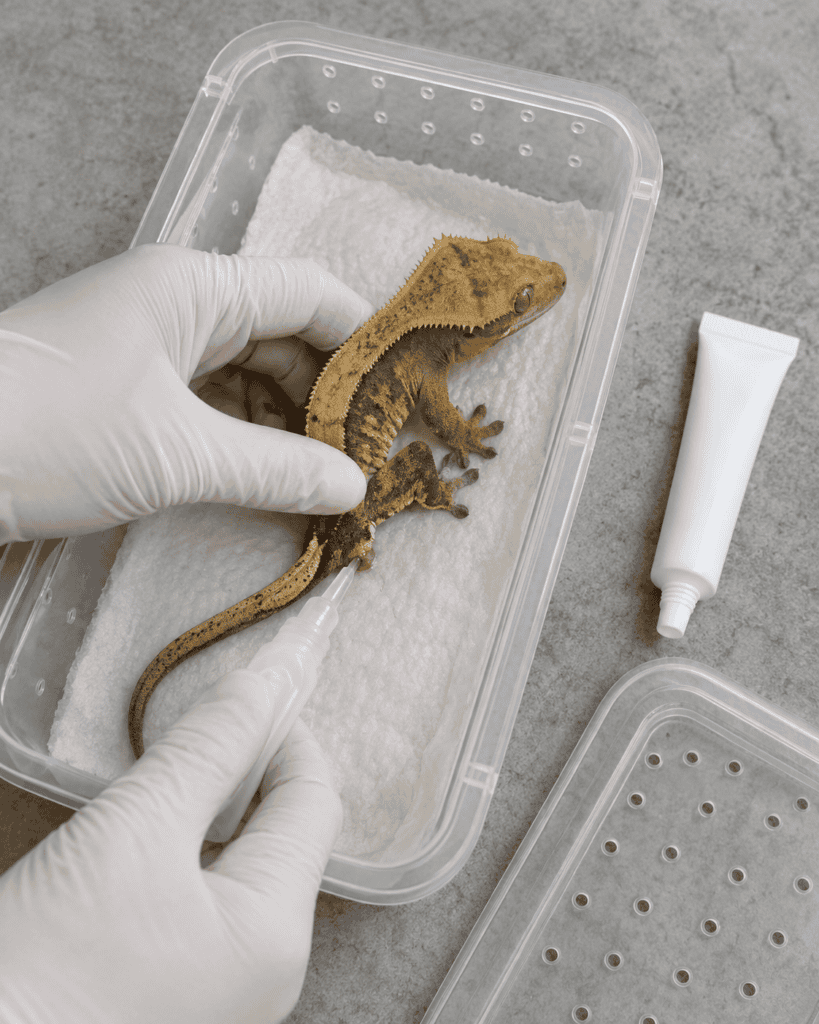 emergency care before transporting a gecko with prolapse 2